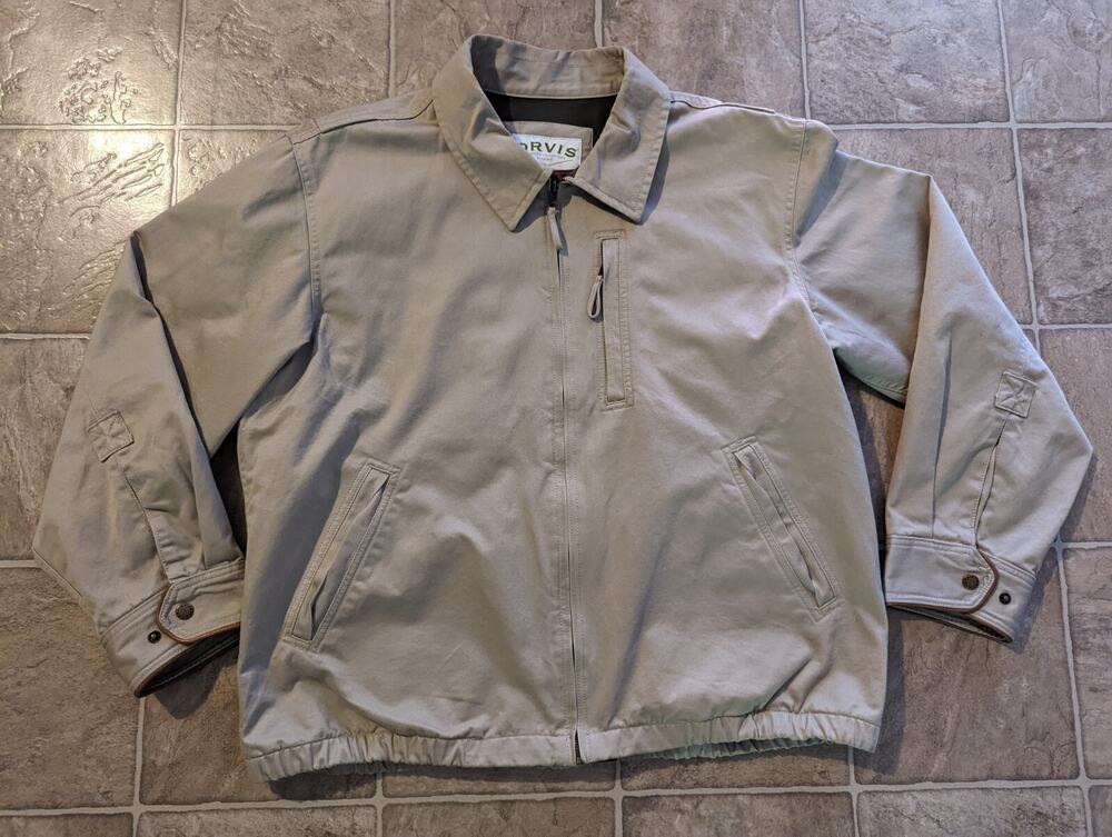 Orvis men sz XL Bomber style Jacket or Coat zips mesh lined inside pockets HU